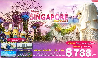 PACKAGE SINGAPORE ONLY 3วัน 2คืน เดินทาง 2 ท่าน เมย 65 เป็นต้นไป ราคา 8,788